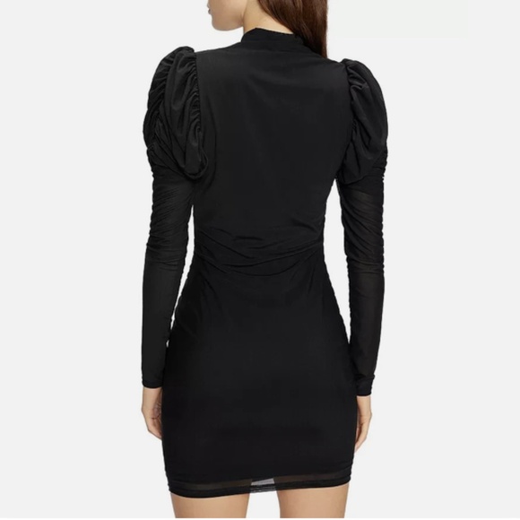 NWT Ted Baker London Cocktail Mini Dress Long Sleeve Plunge Bodycon Black Size 4 - Picture 3 of 8